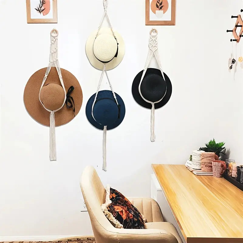NorthNest™ Boho Wall Hat Organizer With Tassels