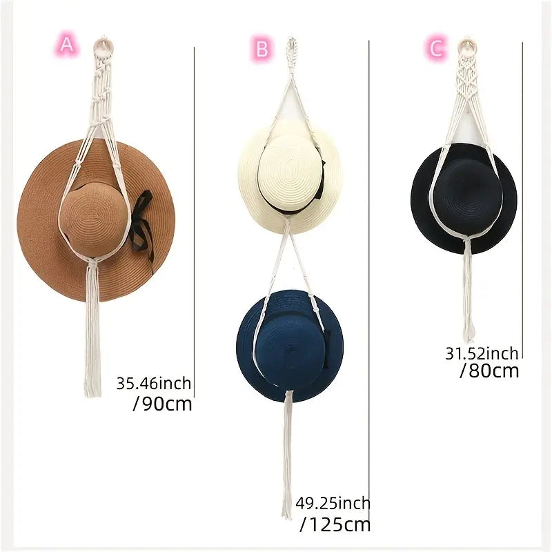 NorthNest™ Boho Wall Hat Organizer With Tassels