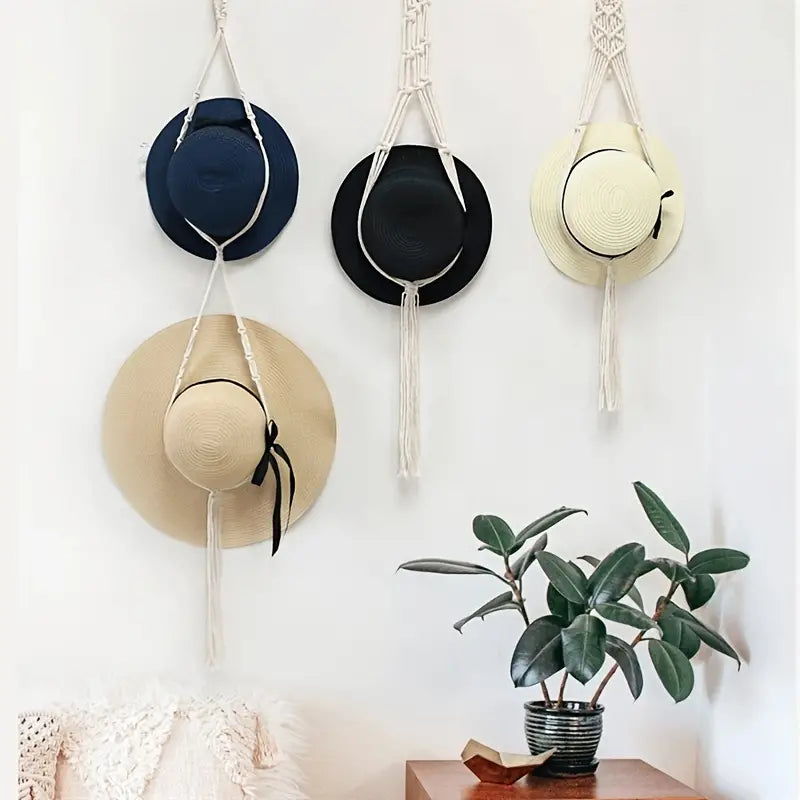 NorthNest™ Boho Wall Hat Organizer With Tassels