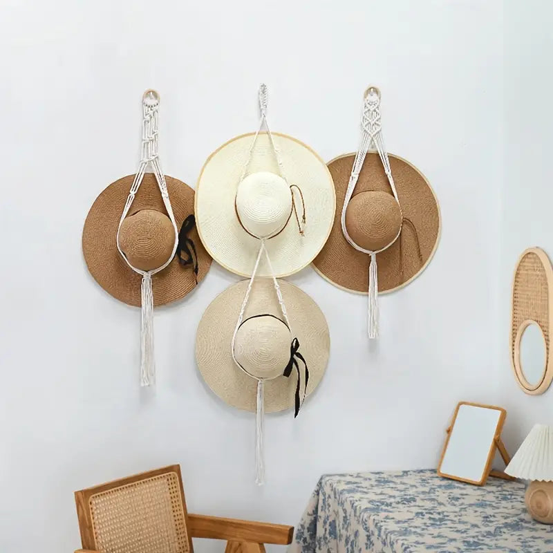NorthNest™ Boho Wall Hat Organizer With Tassels