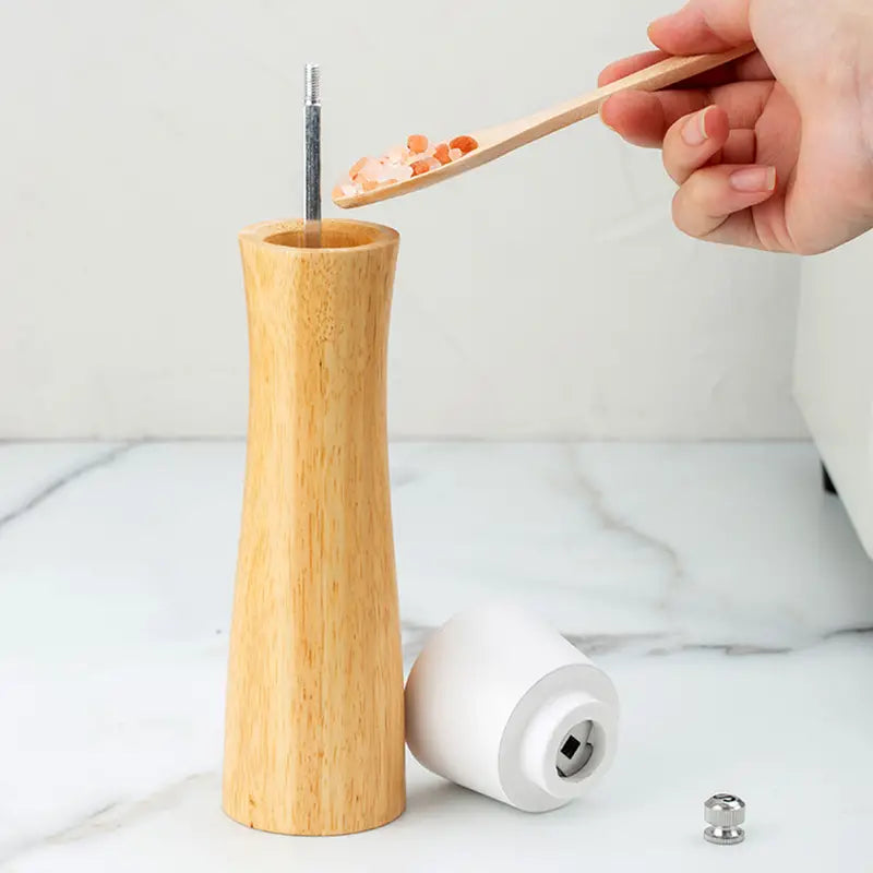 Elegant 8-Inch Wooden Salt and Pepper Grinder Set