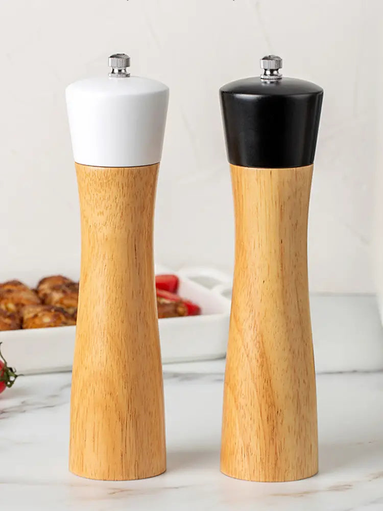 Elegant 8-Inch Wooden Salt and Pepper Grinder Set