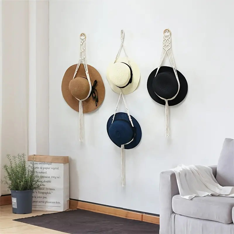 NorthNest™ Boho Wall Hat Organizer With Tassels