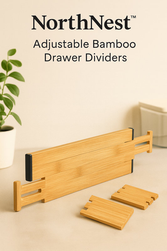 NorthNest™ Adjustable Bamboo Drawer Dividers — Premium Kitchen Organizer