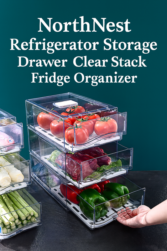 NorthNest™ Refrigerator Storage Drawer – Clear Stackable Fridge Organizer