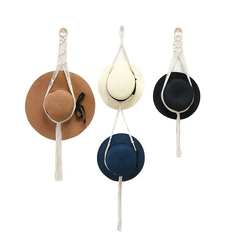 NorthNest™ Boho Wall Hat Organizer With Tassels