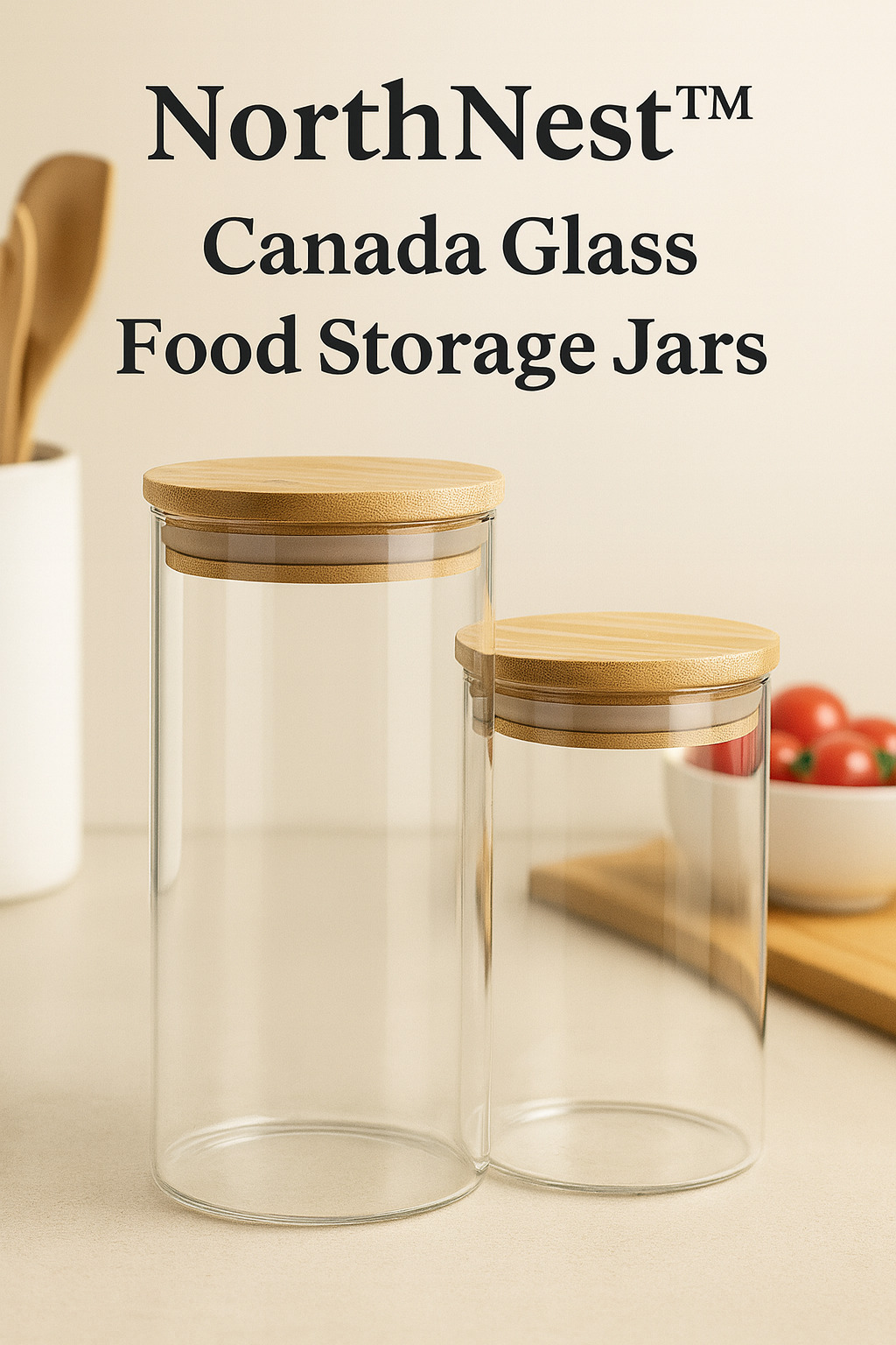 NorthNest™ Airtight Borosilicate Glass Pantry Jars – Modern Bamboo Lid Storage