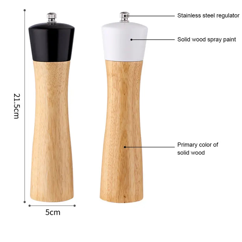 Elegant 8-Inch Wooden Salt and Pepper Grinder Set