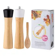 Elegant 8-Inch Wooden Salt and Pepper Grinder Set