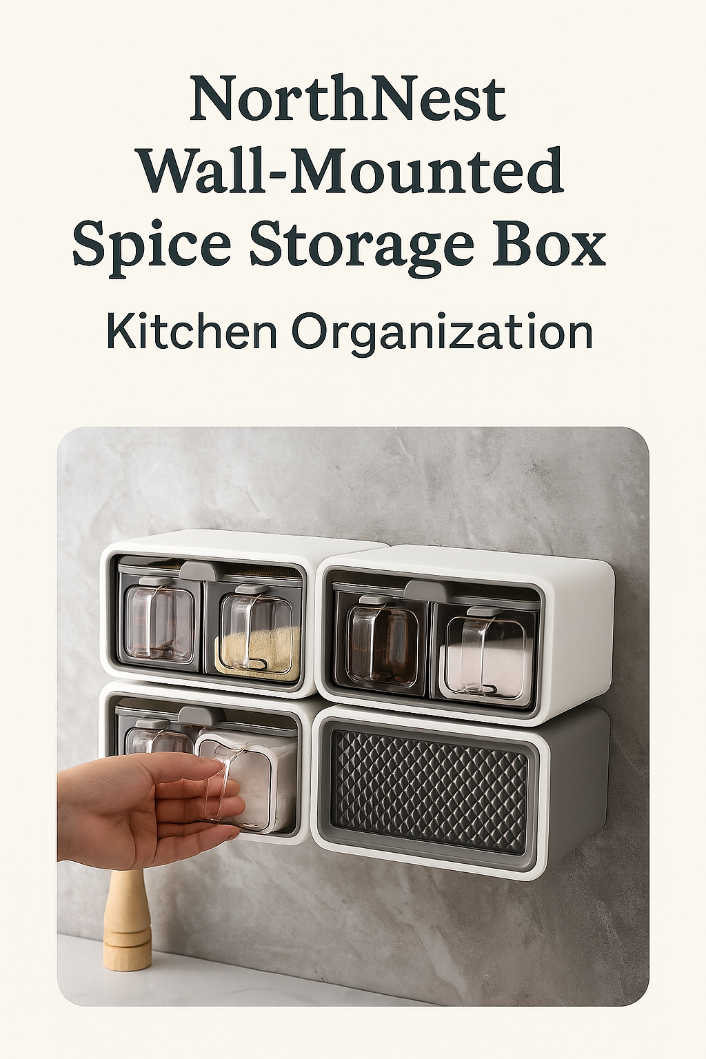NorthNest™ Wall-Mounted Spice Storage Box – Modern Kitchen Organizer